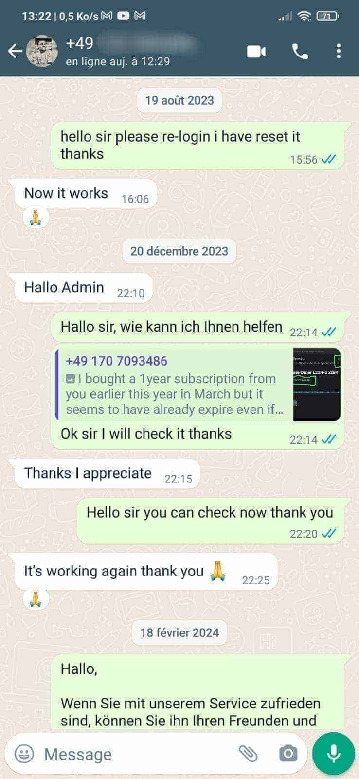 Avis client